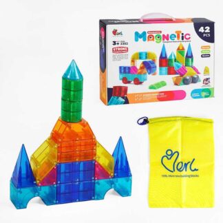 Магнітний конструктор 3302 42 елементи, геометричні фігури, книжка із завданнями, в коробці
