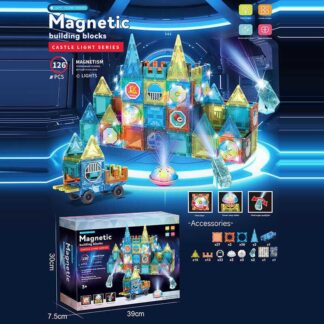 Магнітний конструктор 6698 A 126 елементів, підсвічування, платформа з колесами, в коробці