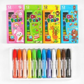 Масляна пастель C 60738 4 види, 12 кольорів, в коробці, ВИДАЄТЬСЯ ТІЛЬКИ МІКС ВИДІВ