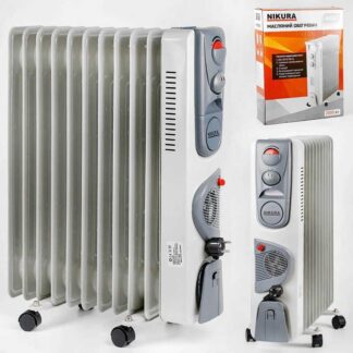 Масляний обігрівач з дуйкою Nikura 16894 11 секцій, потужність 2000 Вт + 500 Вт вентилятор, в кор...