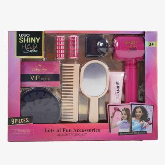 Набір перукаря 626002 9 аксесуарів, фен видуває повітря, 2 насадки, 2 бігуді, гребінець, люстерко...