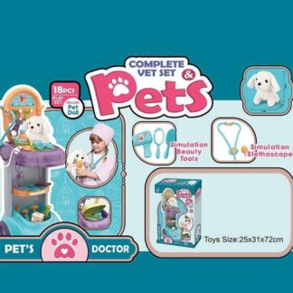 Набір ветеринара 661-218 м`яка іграшка, мед.інструменти, стійка, у коробці
