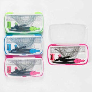 Набір для креслення C 62057 ЦІНА ЗА 1 ШТУКУ, циркуль, лінійка 15 см, 2 косинці, транспортир, гумк...