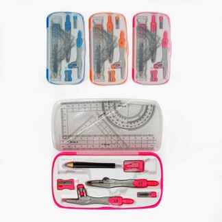 Набір для креслення С 62055 3 види, 2 циркулі, лінійка 15 см, 2 косинці, транспортир, гумка, стру...