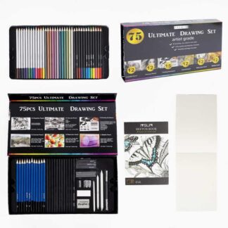 Набір для малювання C 66711 75 елементів, олівці, стирачки, стругачки, скетчбук, в коробці