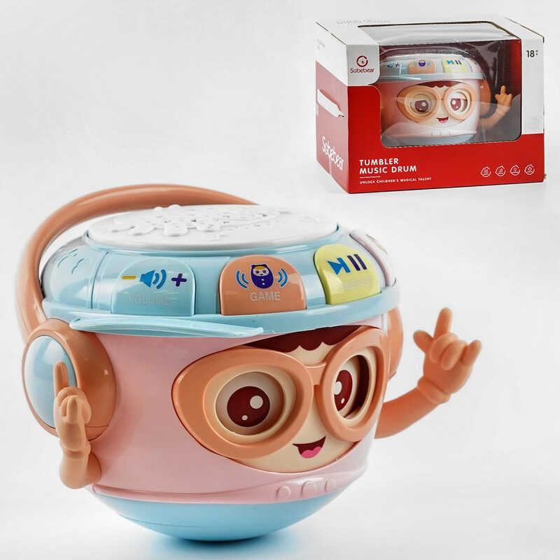 Музична іграшка YL 613 РОЖЕВА, звук, підсвічування, проєктор, нелягайко, в коробці