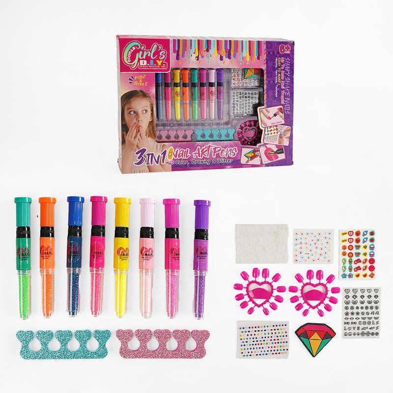 Набір для манікюру 8824 8 ручок, пилочка, наліпки, розділювачі для пальців, в коробці