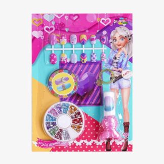 Набір для манікюру 9222 C тіпси, стрічка, лак, стрази, каблучка, на листі