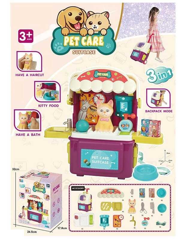 Набір з тваринами 16884 D “Кошеня”, 17 ігрових елементів, валіза з колесами, в коробці