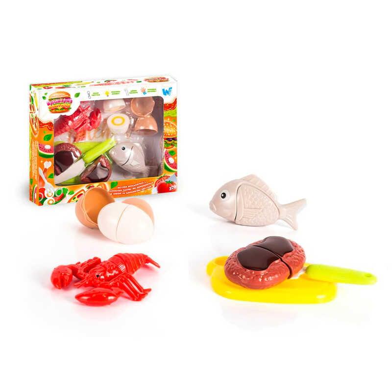 Набір продуктів “Кулінарна фантазія” 44580 "WToys", 12 елементів, на липучках, дошка для нарізанн...