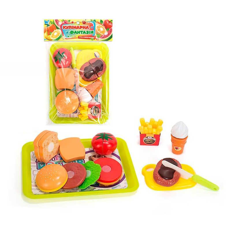 Набір продуктів “Кулінарна фантазія” 551188 "WToys", 18 елементів, на липучках, дошка для нарізан...