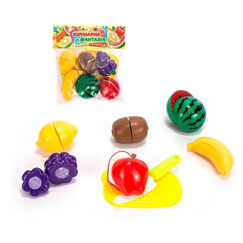 Набір продуктів “Кулінарна фантазія” 556644 "WToys", 14 елементів, фрукти на липучках, дошка для...