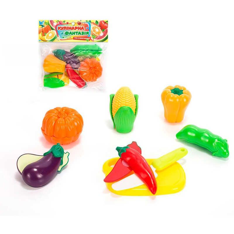 Набір продуктів “Кулінарна фантазія” 559933 "WToys", 14 елементів, овочі на липучках, дошка для н...