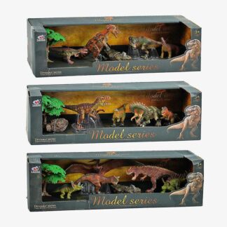 Набор динозавров Q 9899 Q 3 3 вида, 7 элементов, 5 динозавров, 2 аксессуара, в коробке