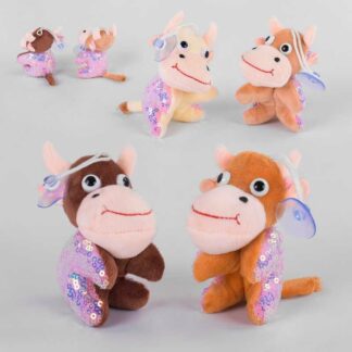 Мягкая игрушка C 44181 "Бычок", 4 цвета, с присоской, высота 7 см, в пакете