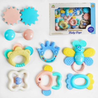 Набор погремушек SL 84824 4 прорезывателя-погремушки, шестеренка, маракасы, в коробке