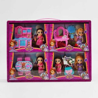 Набір ляльок SM 0688-3 ЦІНА ЗА 8 ШТУК В БЛОЦІ, висота 11 см, аксесуари, меблі, герої