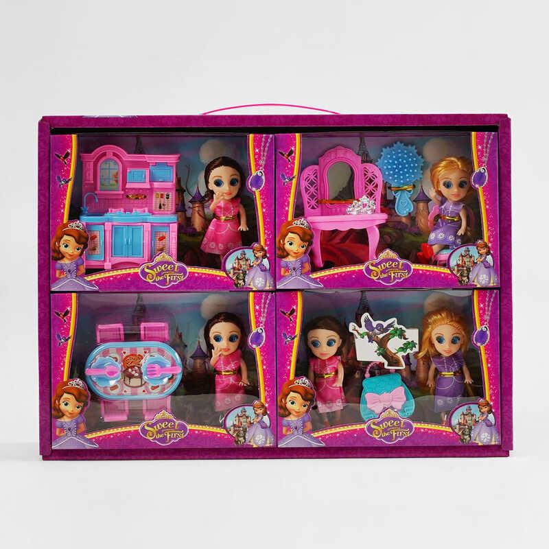 Набір ляльок SM 0688-3 ЦІНА ЗА 8 ШТУК В БЛОЦІ, висота 11 см, аксесуари, меблі, герої