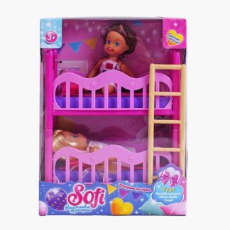 Набір ляльок Sofi 53640 “Піжамна вечірка”, 2 ляльки, двоповерхове ліжко, висота ляльяки 11 см, в...