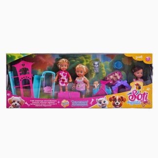 Набір ляльок Sofi 71630 “На прогулянці з домашніми улюбленцями”, 3 ляльки, майданчик, 5 тваринок,...