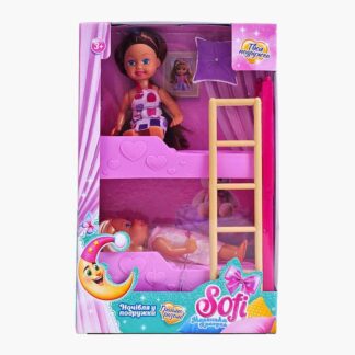 Набір ляльок Sofi 72613 “Ночівля у подружки”, 2 ляльки, двоповерхове ліжко, висота ляльяки 11 см,...