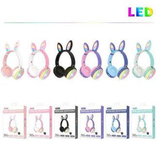 Навушники C 55255 "Зайчик", мікс кольорів, поп-іт, бездротові Bluetooth, світло, радіо, мікрофон,...