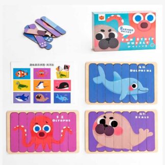 Пазли С 49379 “Морські мешканці”, дерев`яні, пазли-палички, двосторонні, у коробці