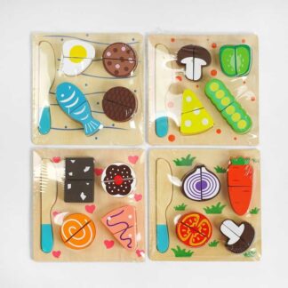 Пазли-вкладиші С 57526 дерев`яні, продукти на липучках, у плівці, МІКС ВИДІВ