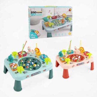 Риболовля 7732 B 2 кольори, пісенька, 3 вудки, фігурки тварин, наліпки, 21 рибка, в коробці