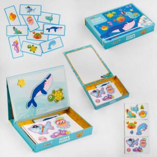 Пазлы магнитные С 47879 “Морские жители”, 10 обучающих карточек, в коробке
