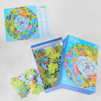 Пазлы С 48159 “Мир динозавров”, 128 деталей, круглый, постер, в коробке