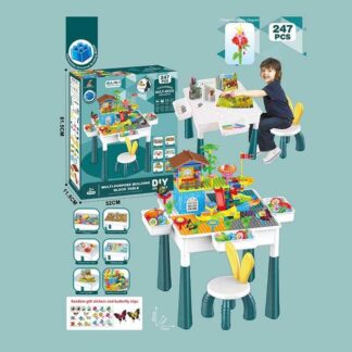 Столик з конструктором HX 839-85 A висота 50см, 247 деталей, стільчик висотою 42см, ігрові фігурк...