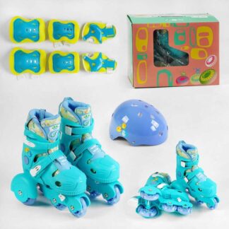 Ролики с захистом 60991-S розмір 30-33 колір СИНІЙ, колеса PU, ПЕРЕДНЄ КОЛЕСО ЗІ СВІТЛОМ, устілка...