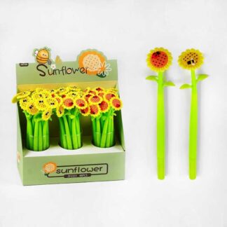 Ручка C 60783 ЦІНА ЗА 48 ШТУК В БЛОЦІ, "Соняшник", гелева, синя паста