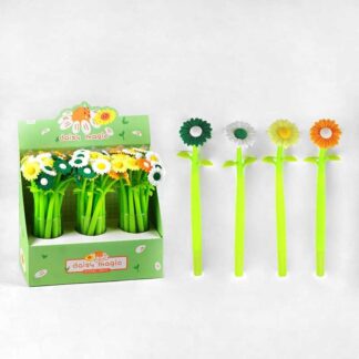 Ручка C 60784 ЦІНА ЗА 48 ШТУК В БЛОЦІ, "Квітка", гелева, синя паста