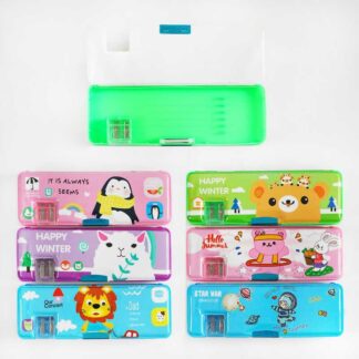 Пенал C 60868 6 видів, 2 відділення, вбудована точилка для олівців, у пакеті, ВИДАЄТЬСЯ ТІЛЬКИ МІ...