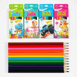 Олівці C 61924 4 види, 12 шт в упаковці, 12 кольорів, в коробці, ВИДАЄТЬСЯ ТІЛЬКИ МІКС ВИДІВ