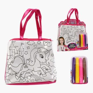 Сумка-розмальовка 613-2 текстильна, 4 мініфломастери, застібається на блискавку, на листі