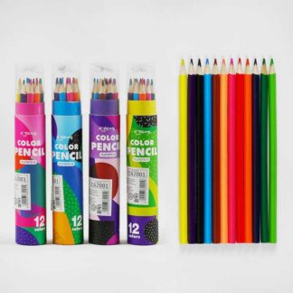 Олівці C 62001 4 види, 12 кольорів, ВИДАЄТЬСЯ ТІЛЬКИ МІКС ВИДІВ, в тубі