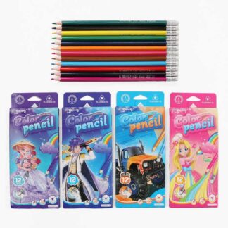 Олівці C 72682 4 види, 12 штук, зі стирачками, в коробці, ВИДАЄТЬСЯ ТІЛЬКИ МІКС ВИДІВ