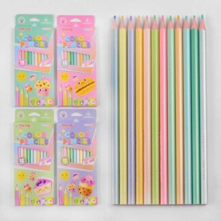 Олівці С 50581 4 види, пастельні відтінки, 12 шт. в коробці