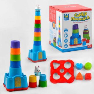 Пирамидка сортер 68318 "TK Group", 58 см, 15 элементов, погремушка, в коробке