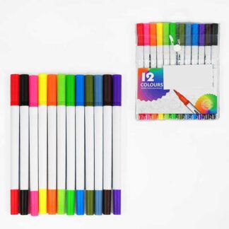 Фломастери C 65259 12 кольорів, двосторонній фломастер+лайнер