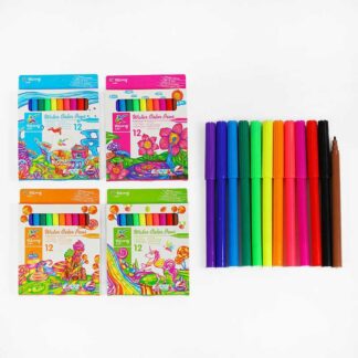 Фломастери С 37055 - YL875019-12 12 кольорів, 4 види, на водній основі, в коробці, ВИДАЄТЬСЯ ТІЛЬ...