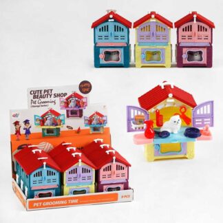 Тварини 9988-78 ЦІНА ЗА 9 ШТУК В БЛОЦІ, фігурка котика, набір для грумінгу, будиночок