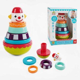 Пірамідка SL 83019 "Клоун", нелягайко, 4 кільця-брязкальця, в коробці