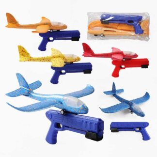 Пістолет із запускачем C 70878 4 кольори, літак, на колесах, пістолет, пусковий механізм, механіч...