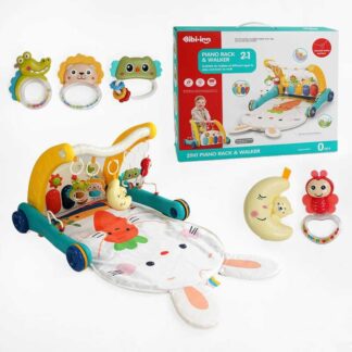 Ходунки 6015 2в1, килимок, звук, підсвічування, піаніно, нічник, 4 брязкальця, пальчикові ігри, п...