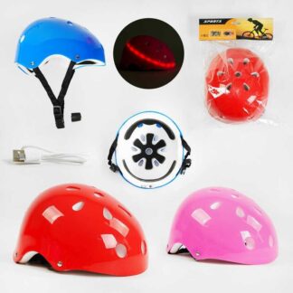 Шолом C 60075 3 кольори, підсвічування, декілька режимів, usb-дріт, окружність - 54 см, в пакеті,...