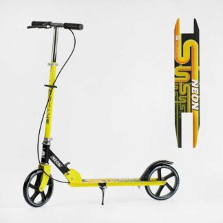 Самокат двухколесный "Skyper Neon" N-81483 стальная рама, ручной тормоз, колеса PU диаметр 200мм,...